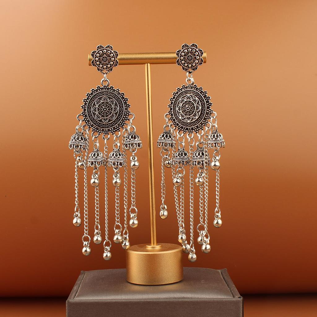 Turquoise Earrings Bohemian Drop Ear Earrings with Tassels, Geometric Alloy, Retro Style, Boastful Ear Accessories