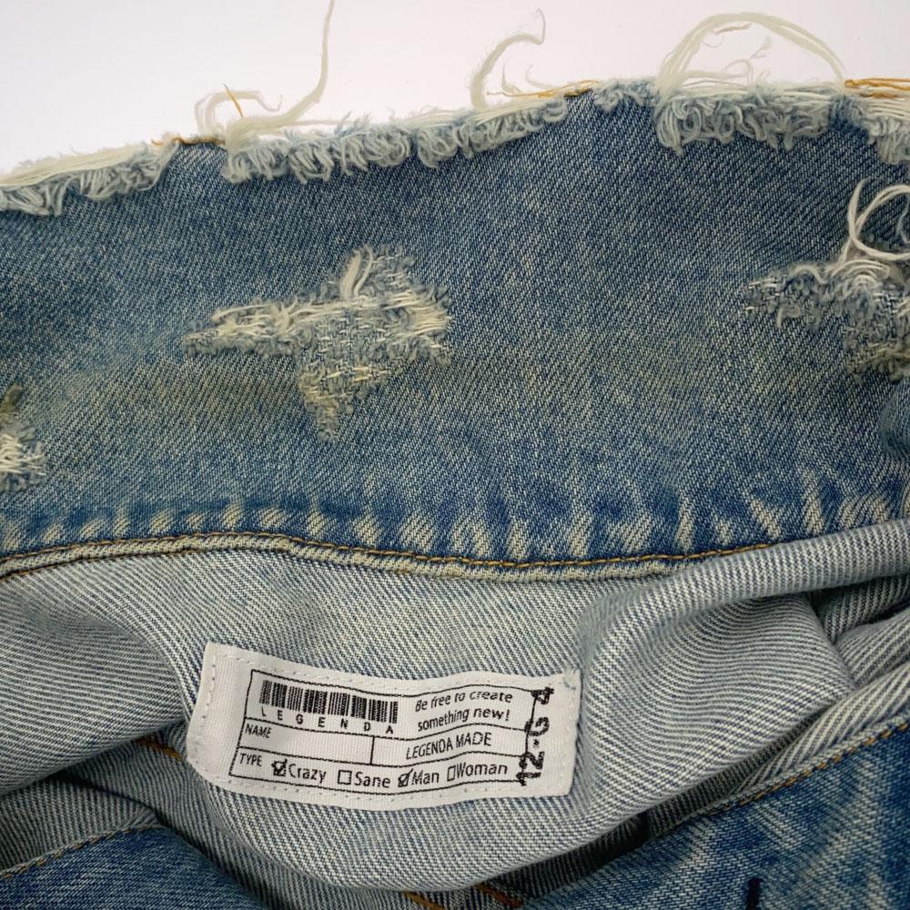 LEGENDA Floral Damage processing Denim Jacket M jeans Men's Used