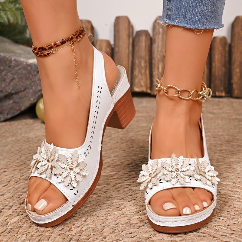 New women's shoes flower high heel cool slippers women's fashion casual cool slippers women