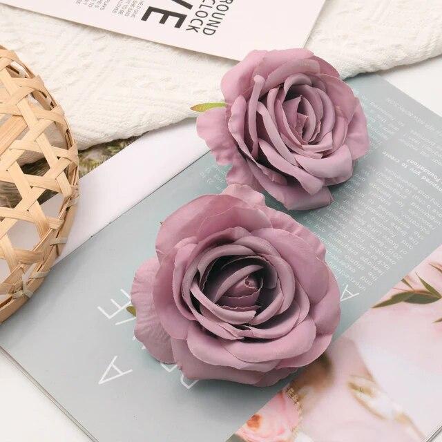 30pcs/Lot 9cm-10CM Large White Rose Artificial Silk Flower Heads DIY Wedding Decoration Wreath Scrapbooking Craft Fake Flowers