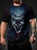 T-shirt con Stampa Faccia Horror 3D Vivace, Vestibilità Regolare Comoda per l'Estate