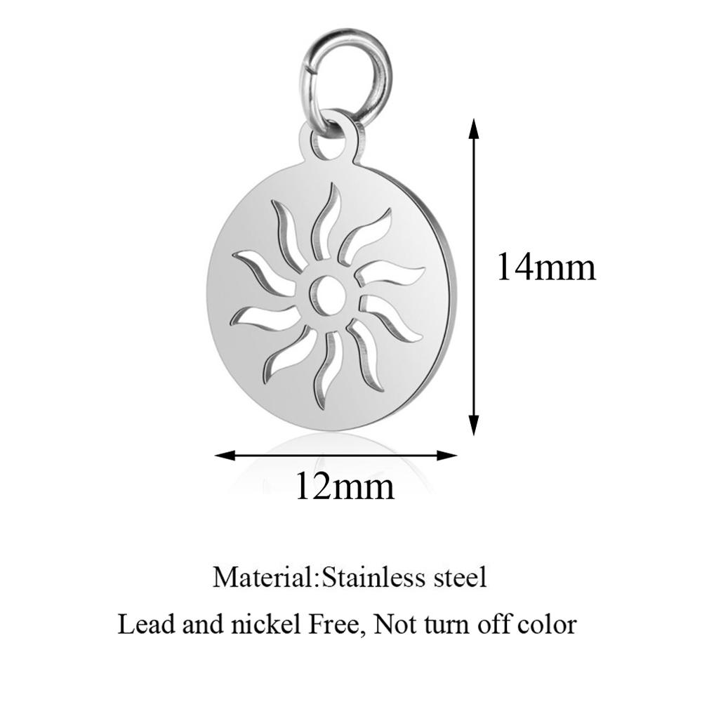 10Pcs/Lot Stainless Steel Sun Charm Wholesale DIY Jewelry Making Charm Jewellery Making Charms Tarnished Steel Pendant