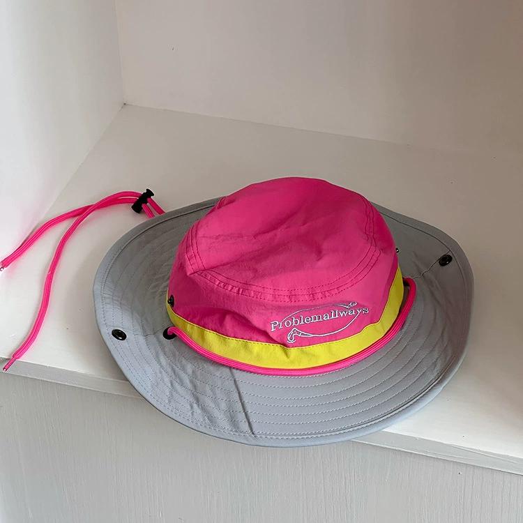 Color matching parent-child bucket hat summer thin big brim sun hat boys and girls baby outdoor camping sun protection hat