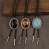 RTS Crystal Vintage Geometric Bolo Tie Pendant Hipster Men's Sweater Rope Chain Western Cowboy Necklace Party Gift