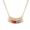 Hot Sale CZ Rainbow Necklace Stone for Woman Multicolored Necklace Pendants Fashion Colorful Long Chain Necklace Jewelry