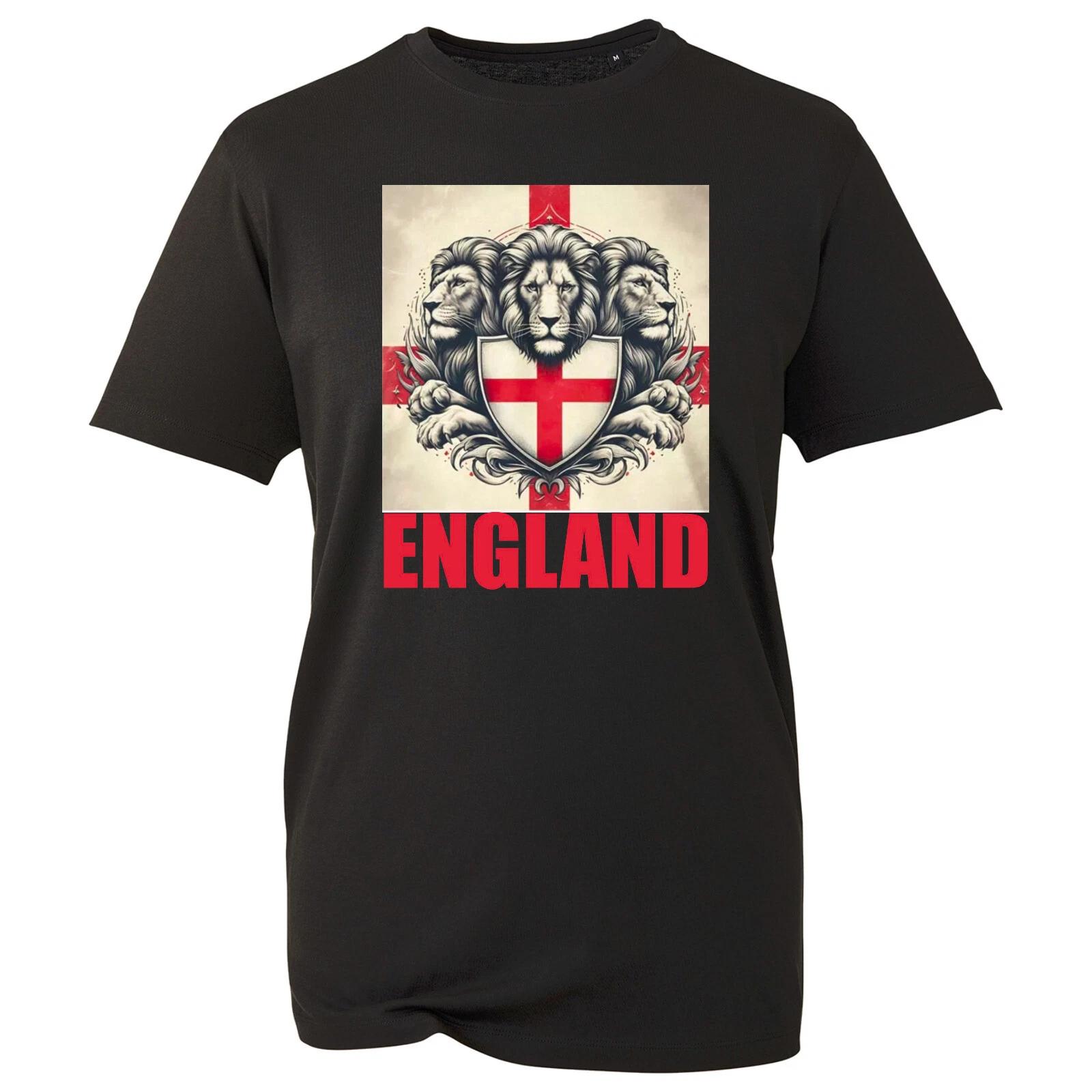 Mens England Football Supporter 3 Lions T-Shirt, Fan St George Unisex Euro 2025 2XL