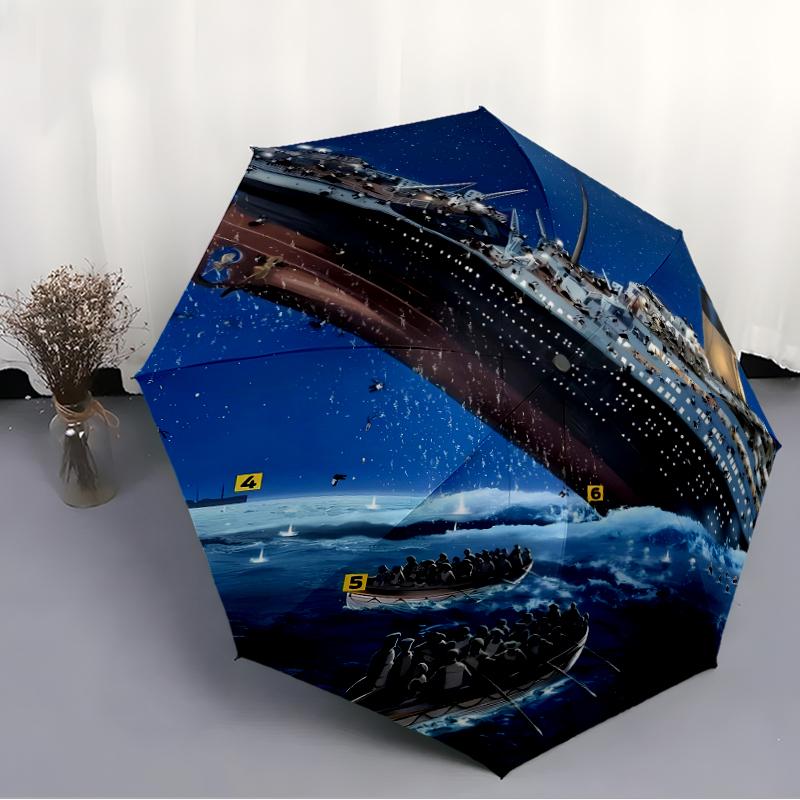 1pc Titanic1 Umbrella, Sun Protection, And UV Shielding. It Has Eight Sturdy Ribs for Outdoor Use And Perfect Gift