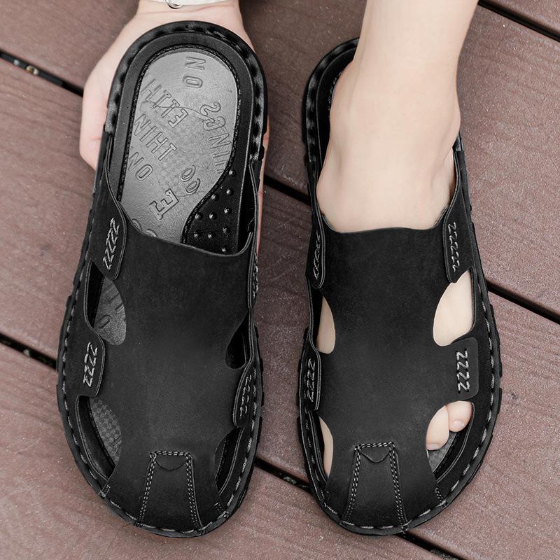 Large Size Men's Cool Slippers Baotou Shoes Hiking Men's Fashion Slippers One-pedal Trendy Shoes Casual