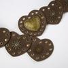 Unique Cutout Waist Belt for Women PU Leather White Embellished Brown Belt Decorated with White Love Heart Belt