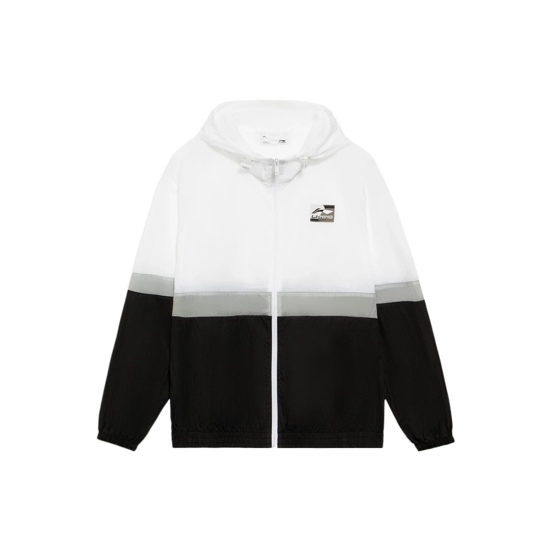 Li-Ning Logo Color Block Woven Windbreaker  White Grey Black  Men s AFDS309-3 M