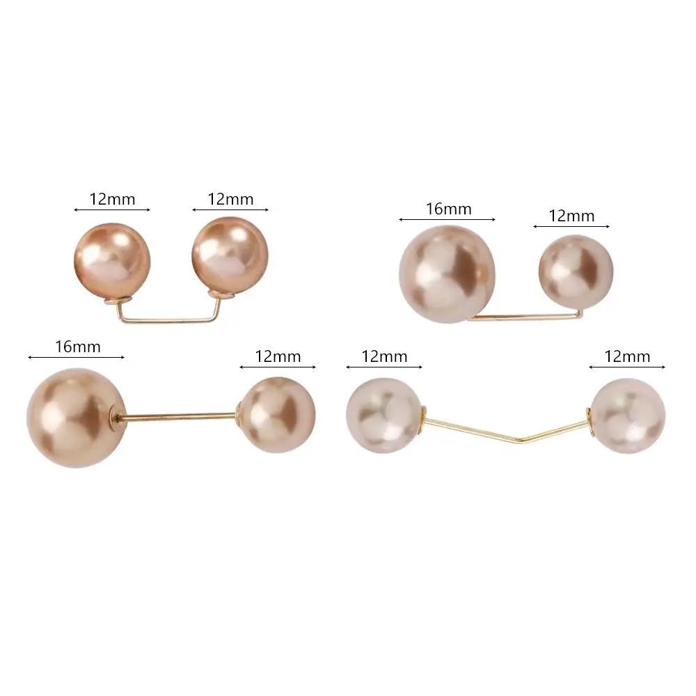 3/6/8PCS Double Head Pin Pearl Brooch Non-Slip DIY Sewing Safety Pins Multi-Purpose Adjustable Collar Clip Brooches