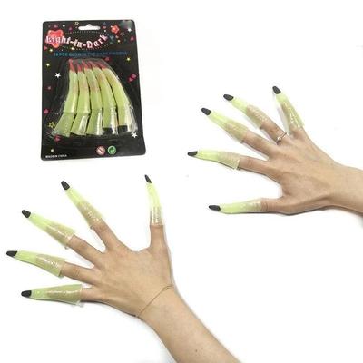 10 Pièces/set Couvre-doigts Faux Doigts Lumineux pour Ongles Accessoire Cosplay Halloween Décorations de Fête Jouets