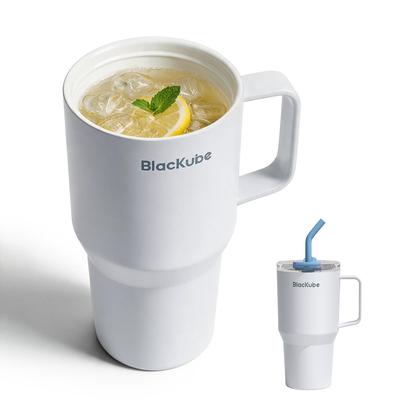 Blackube Ceramic Tumbler Straw Kettle Handle 800ml Coffee Vacuum Quencher Insulation Cold Insulated Wide Mouth Large Capacity Direct Drinking Home