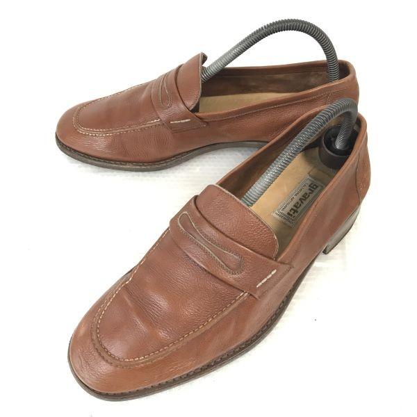 Vintage 80s-90s Made In Italy Gravati Leather Loafer Moccasin Business Shoes Size 7 25.5-26.0cm Brown(USED)