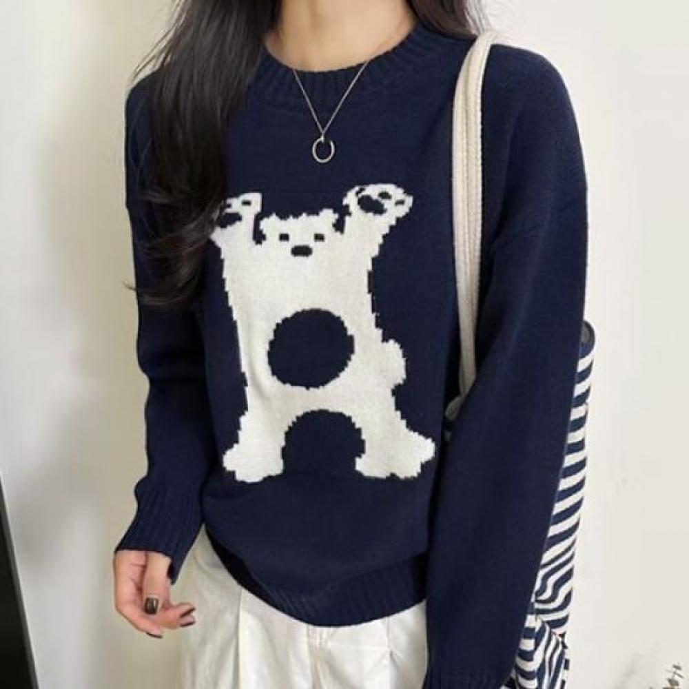 Navava Long Sleeve Knit Tee Bear Nk2653