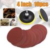 4 Inch Sanding Disc 100mm Hook & Loop Sand Paper 1000 Grit Backing Pad M10 M14 Drill Adaptor 12 PCS Set Polishing Abrasive Tools