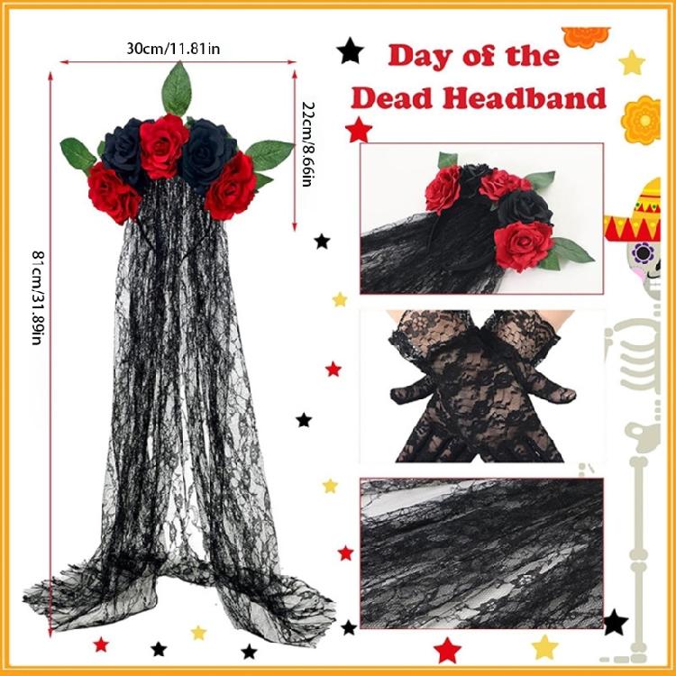 Day of The Deads Costume Accessories Dias De Los Muerto Women Costume Halloween Cosplay Costume Flower Crowns Headbands