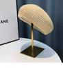 Fashionable Hollowed Out Grass Woven Beret For Children'S Summer Korean Breathable Fashion Hat, Casual And Versatile Painter Hat