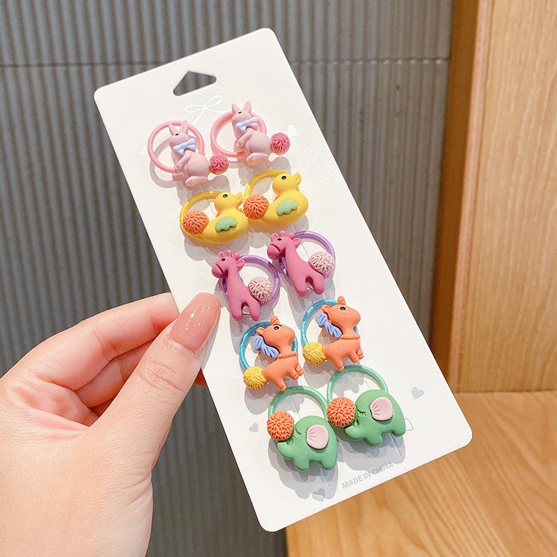 10-30PCS/Set, Cute Cartoon Animals, Hair Bands, Girls, Elastic Rubber Band, Headwear, Hair Accessories