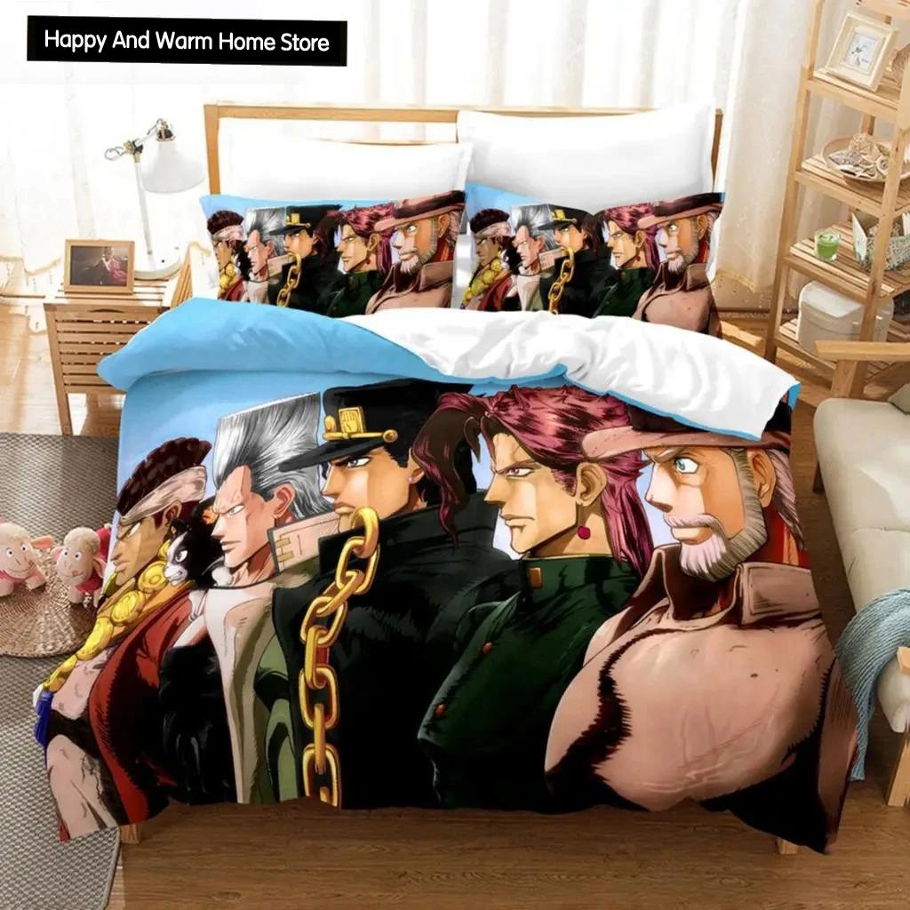 3D Druck Anime JoJo Bizarre Adventure Jotaro Kujo Bettwäsche Set Jungen Mädchen Twin Queen Size Bettbezug Kissenbezug Bett Jungen Erwachsener