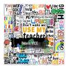 50 Personalized Inspirational Teacher Graffiti Stickers: Waterproof English Decor for Guitar, Phone Case, Suitcase
