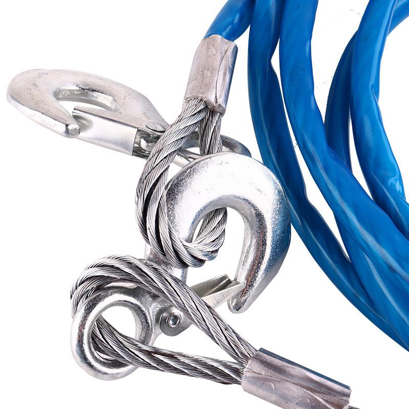 1Pcs 3-7 Tons Steel Wire Tow Ropd Traction Roping Trailer Pulls Rope With Hooks Car Tow Rope Auto Emergency Tools