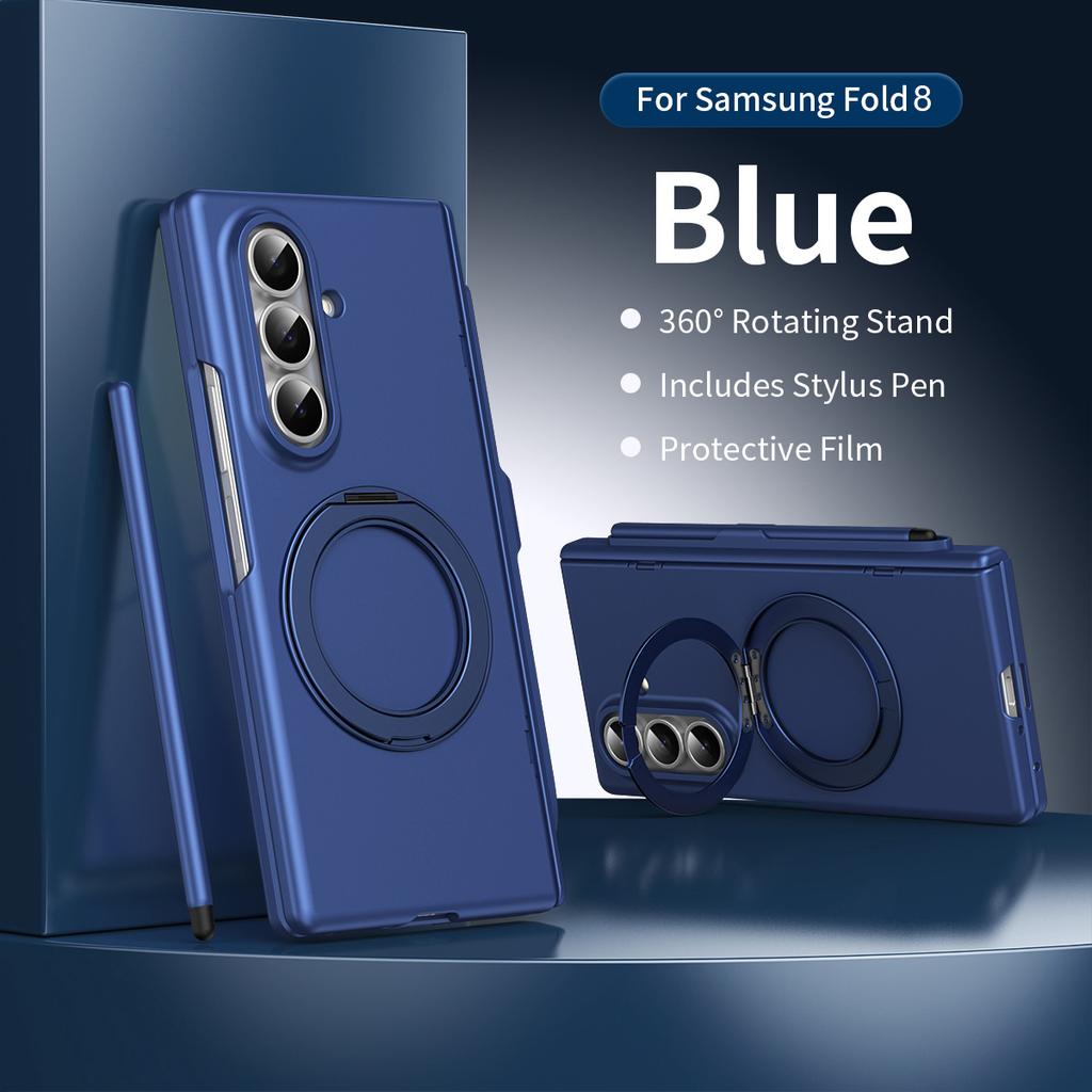 360 Rotating Magnetic Stand Hinge Protect Case for Samsung Galaxy Z Fold 8 7 6 5 4 3 Pen & Tempered Glass Screen Charging Cover