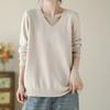Top for Women Autumn Winter Large Size Loose Long Sleeve Knit Pullover V-Neck Loose-Fit Sweaters Top
