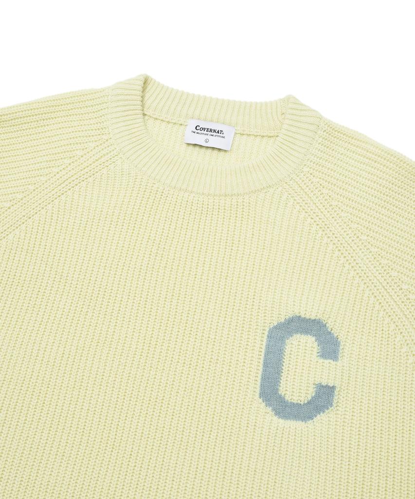 COVERNAT Middle C Logo Crewneck Knit Light Yellow