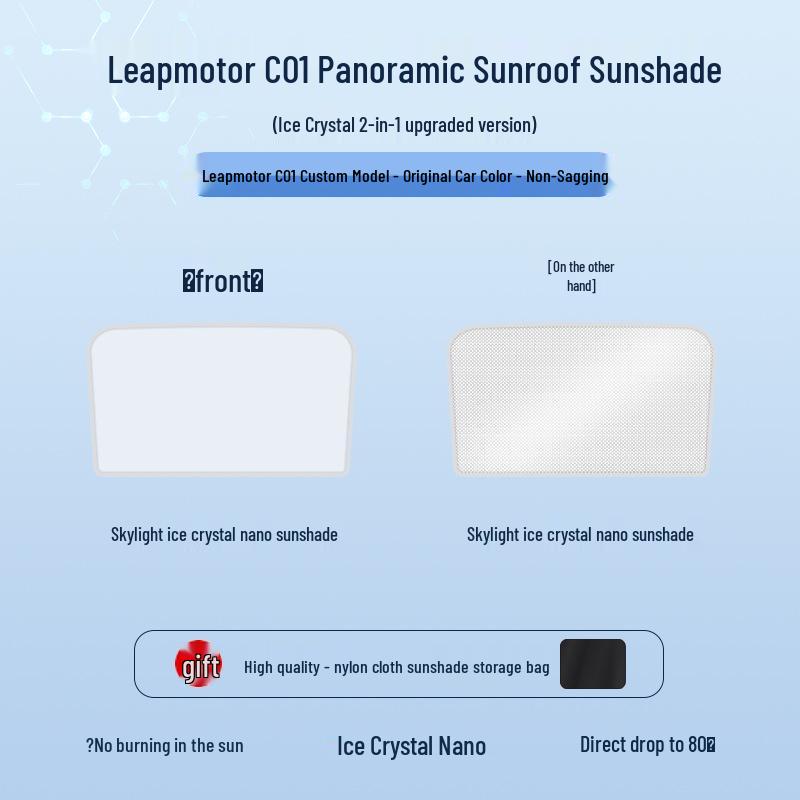 Leapmotor C01 Sunroof Ice Crystal Sunshade: Heat Insulation, Sun Protection, Privacy, and Light Blocker for Camping