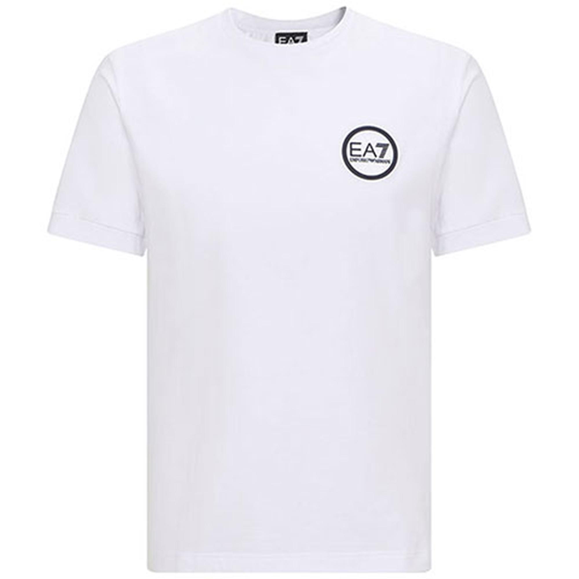 Emporio Armani EA7 SS22 Logo Print Crew Neck T-Shirt Men tops White 3LPT13-PJ5MZ-1100 L