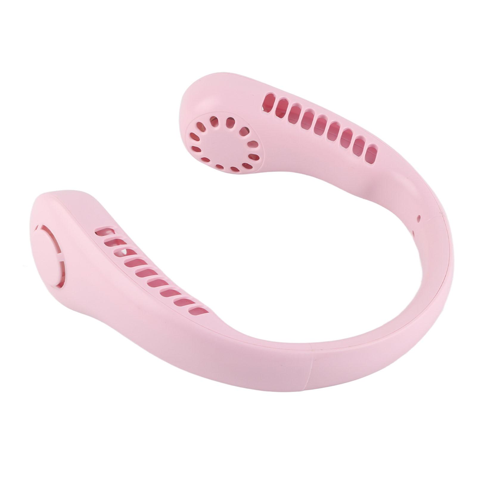 

USB Neck Fan 3 Levels Low Noise Rechargeable Bladeless Long Battery Life Portable Neck Fan for Shopping Travelling розовый