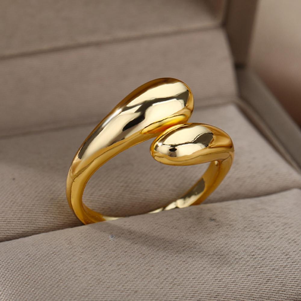 Stainless Steel Rings For Women Men Gold Color Hollow Wide Open Ring Female Male Fashion Wedding Party Finger Jewelry Gift