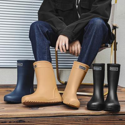 Men's Mid Calf Rain Boots Waterproof Rubber Shoes for Fishing Husband Galoshes Garden Work Kitchen Shoes Man Rainshoes Footwear