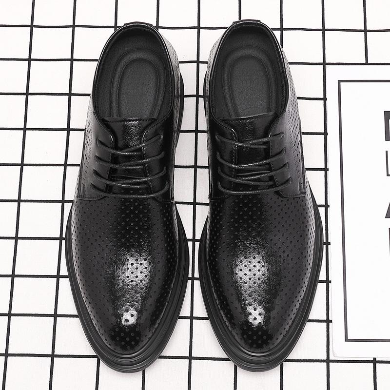 Inner height-increasing hole shoes men's 8cm summer new hollow breathable business dress leather shoes men's genuine leather sandals