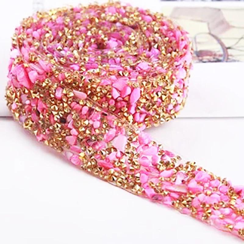 Hot Fix Rhinestone Ironing Chain DIY Clothing Shoes Bag Ironing Sewing Jewelry Accessories Gemstone Trim Belt Diamond Glue 1Yard