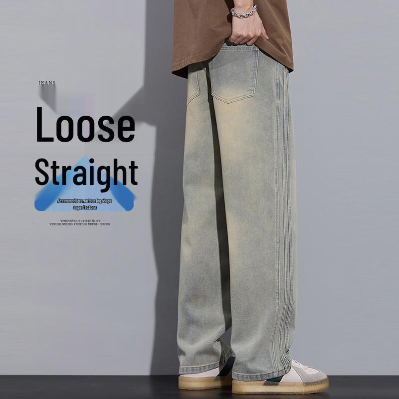 JEEP SPIRIT Men's Loose Straight-Leg Casual Denim Jeans