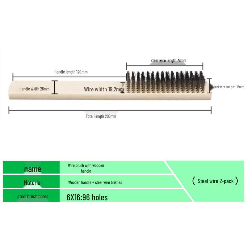 Langstielige Kupferdrahtbürste mit Holzgriff zum Entfernen von Rost und Reinigen - Ideal für BBQ- und Eisenoberflächen