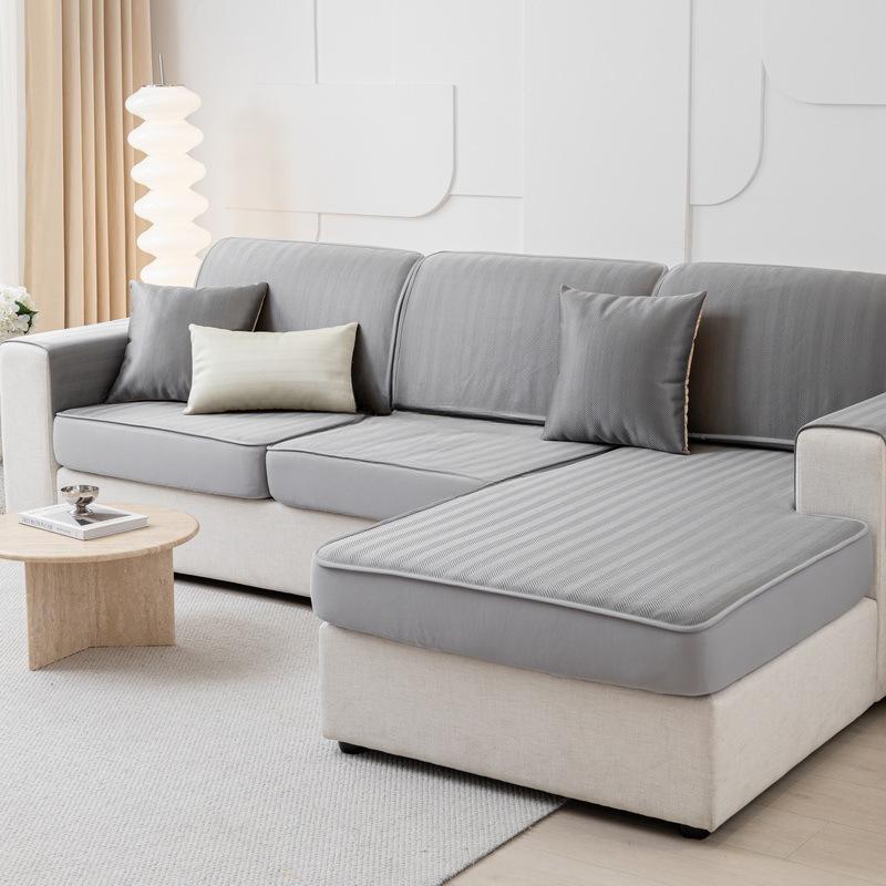 Summer Washable Ice Silk Sofa Cover All-Inclusive Modern Simple Herringbone Pattern Sofa Universal for Four Seasons