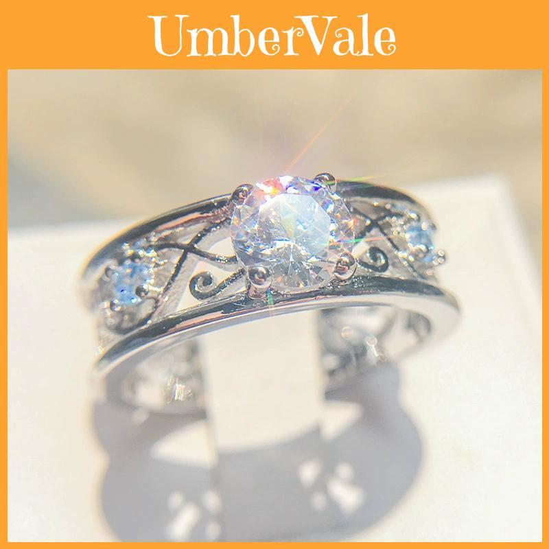 Geometric Blue Sapphire Engagement Ring With Cubic Zirconia For Women And Men
