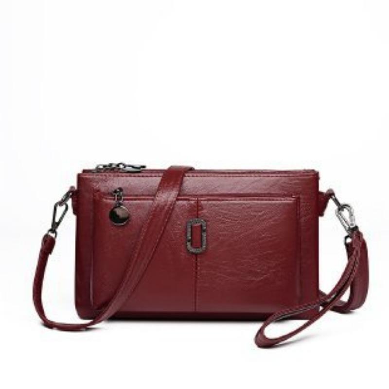 New crossbody soft leather multi-layer large-capacity shoulder small square bag