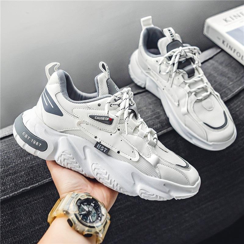 Men's Shoes Are High-end Versatile Casual Teenage Running Travel Sports Thick Soled Height Increasing White Dad Trendy