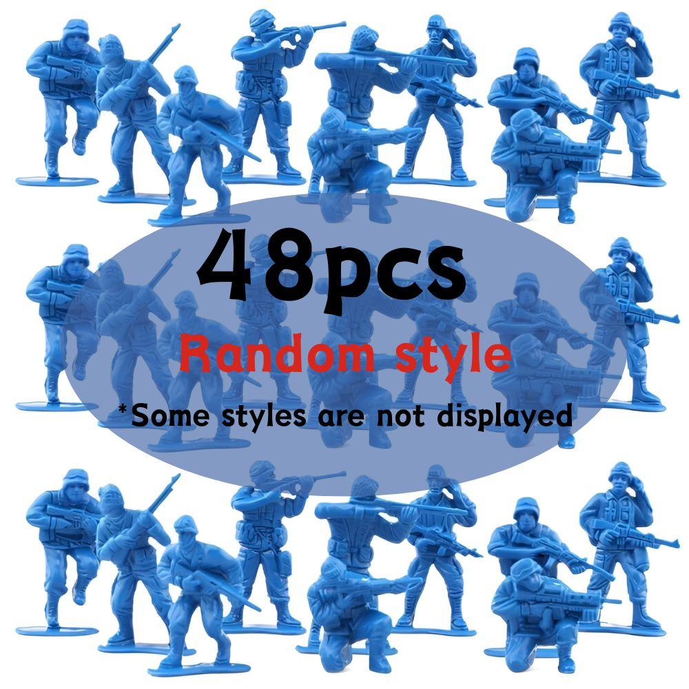 13/48pcs 1.97inch Red/Blue Plastic Soldier Figurine Scene Sand Table Exercise Desktop Room Decoration Collection Gifts YMY