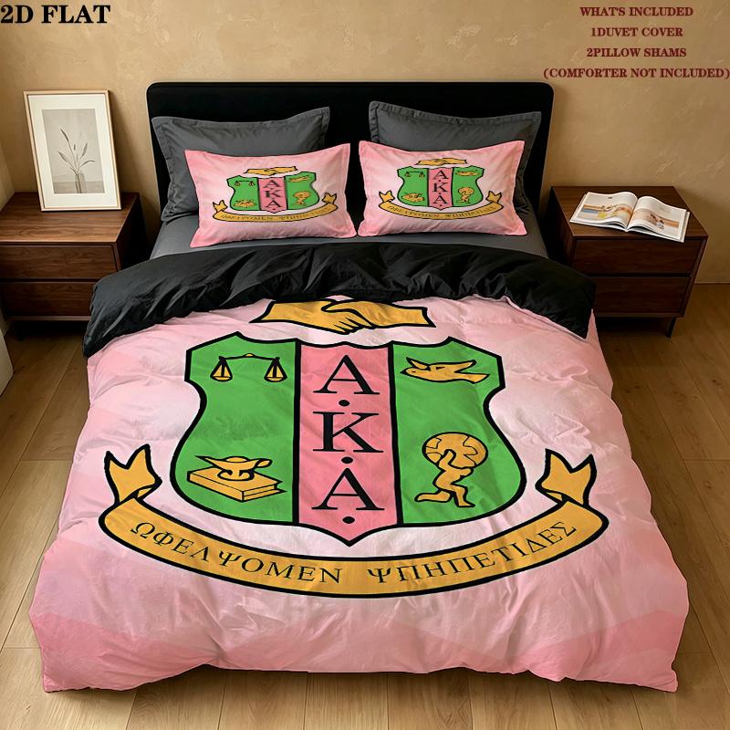 Aka Pattern Bedding Quilt Set Quilt Cover Pillowcase Home Birthday Gift(1 * duvet cover + 2 * pillowcase, without core)