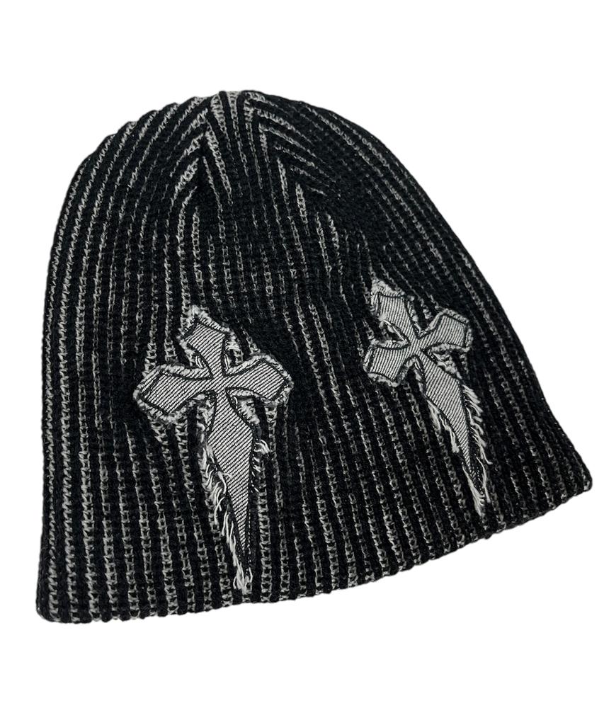 SK8ER ROCK Cross Two-Tone Beanie ((Black))