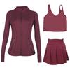 LULU Women's Activewear Set: Tennis Skirt, Stand-up Collar Jacket & Y-back Vest 