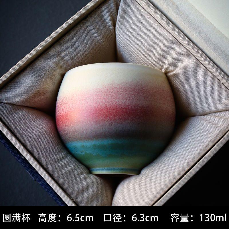 Ceramic Tasting Tea Cup Large Kung Fu Tea Cup Kiln Change Master Cup Retro Ink Wind Drinking Tea Personal Cups