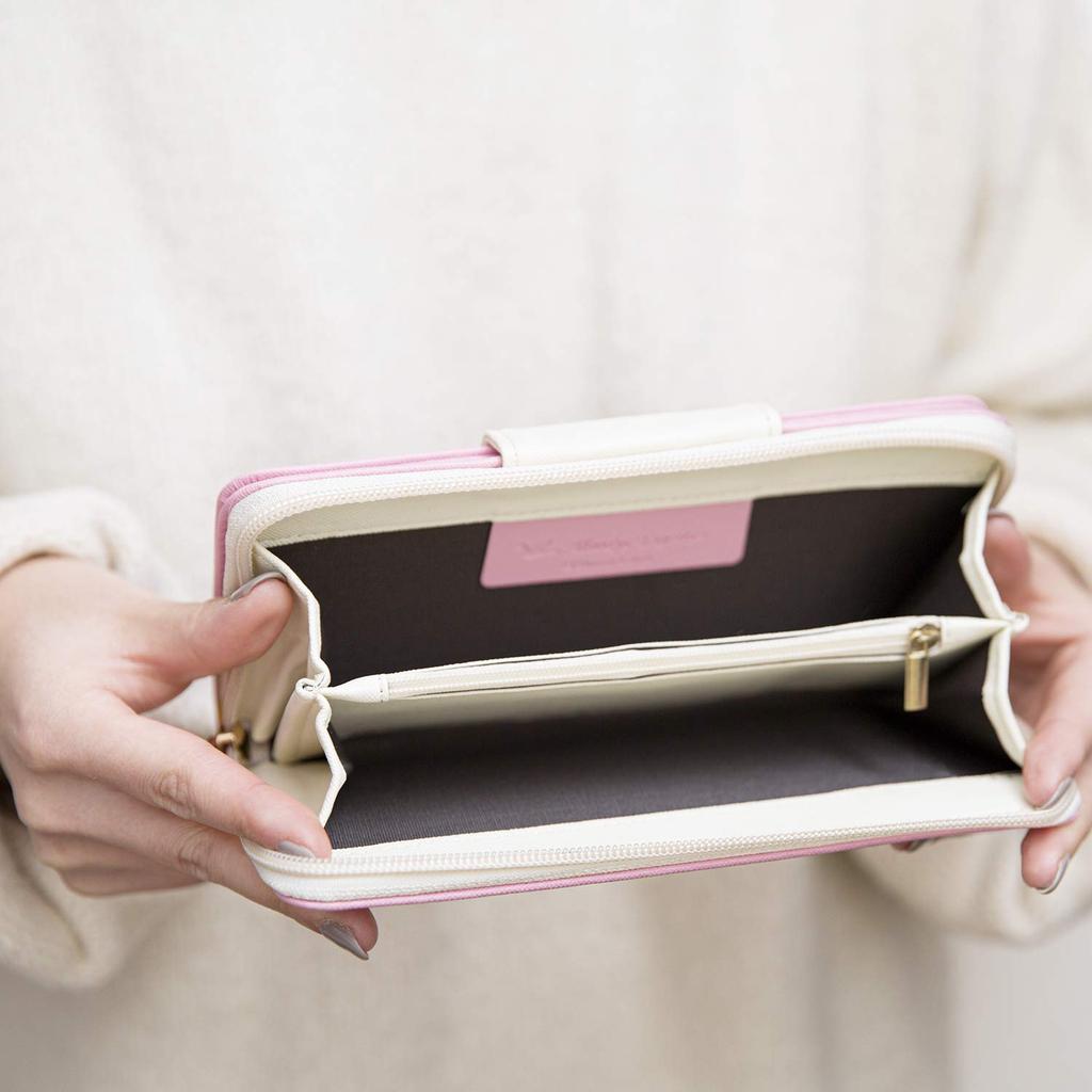 Donalee Long Wallet, Zip-Around, Bifold, for Girls and Women (NavyPink)