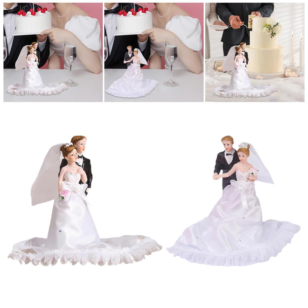 Wedding Cake Topper Bride and Groom Set Accessories Decorative Resin Romantic