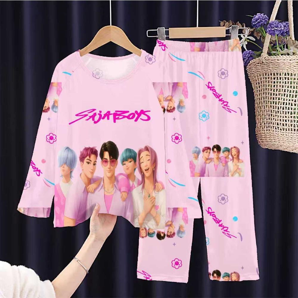 New Demon Hunters Children's Pajamas Long Sleeve Cartoon Girls Babies Middle and Older Children's Loungewear Set